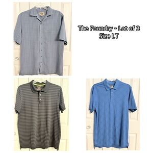SET OF 3 The Foundry Supply Co. Men's Blue and Black Shirts. Polo Button Sz LJ